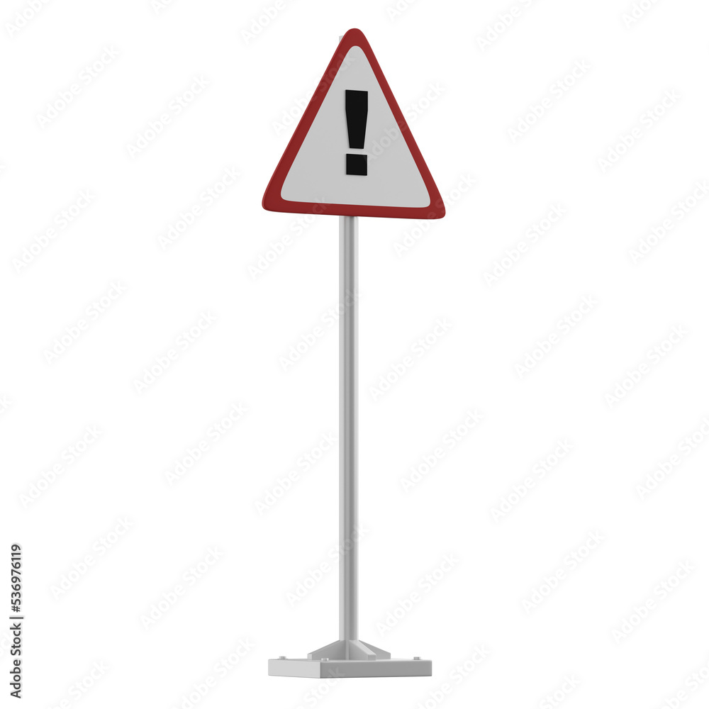 3D render Illustration icon traffic sign be careful 3D render Illustration icon traffic sign be careful