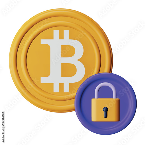 Bitcoin security 3d rendering isometric icon.