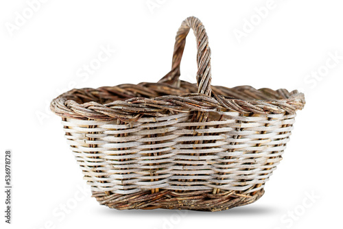 wicker basket isolated on white background