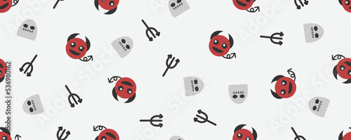 Halloween ghost and devil doodle cartoon pattern