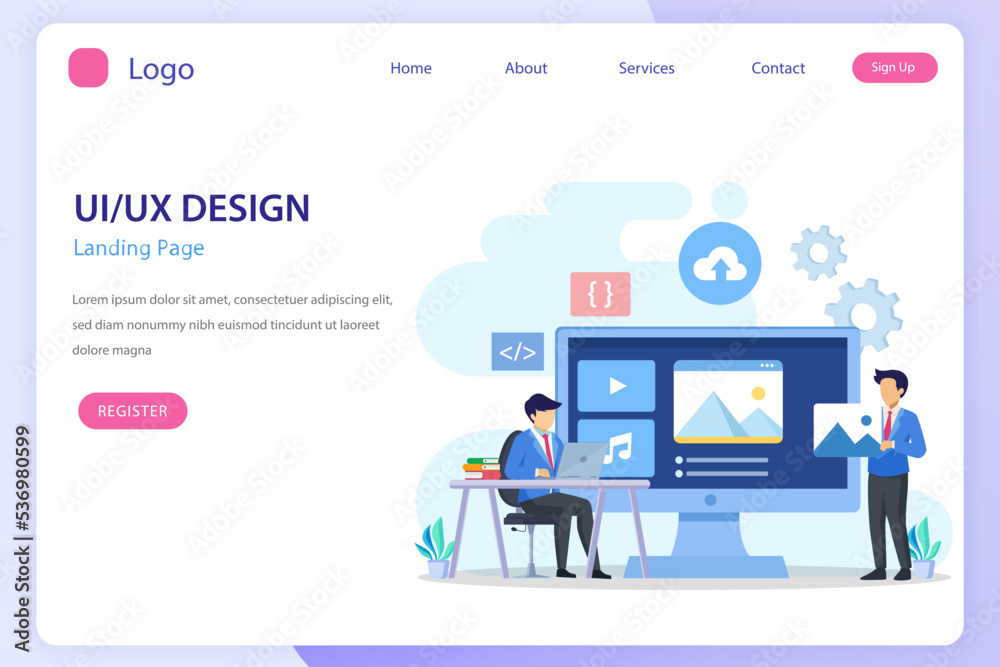 UI UX design concept, Creating an application design, content and text place, Vector illustration UI UX design concept, Creating an application design, content and text place, Vector illustration