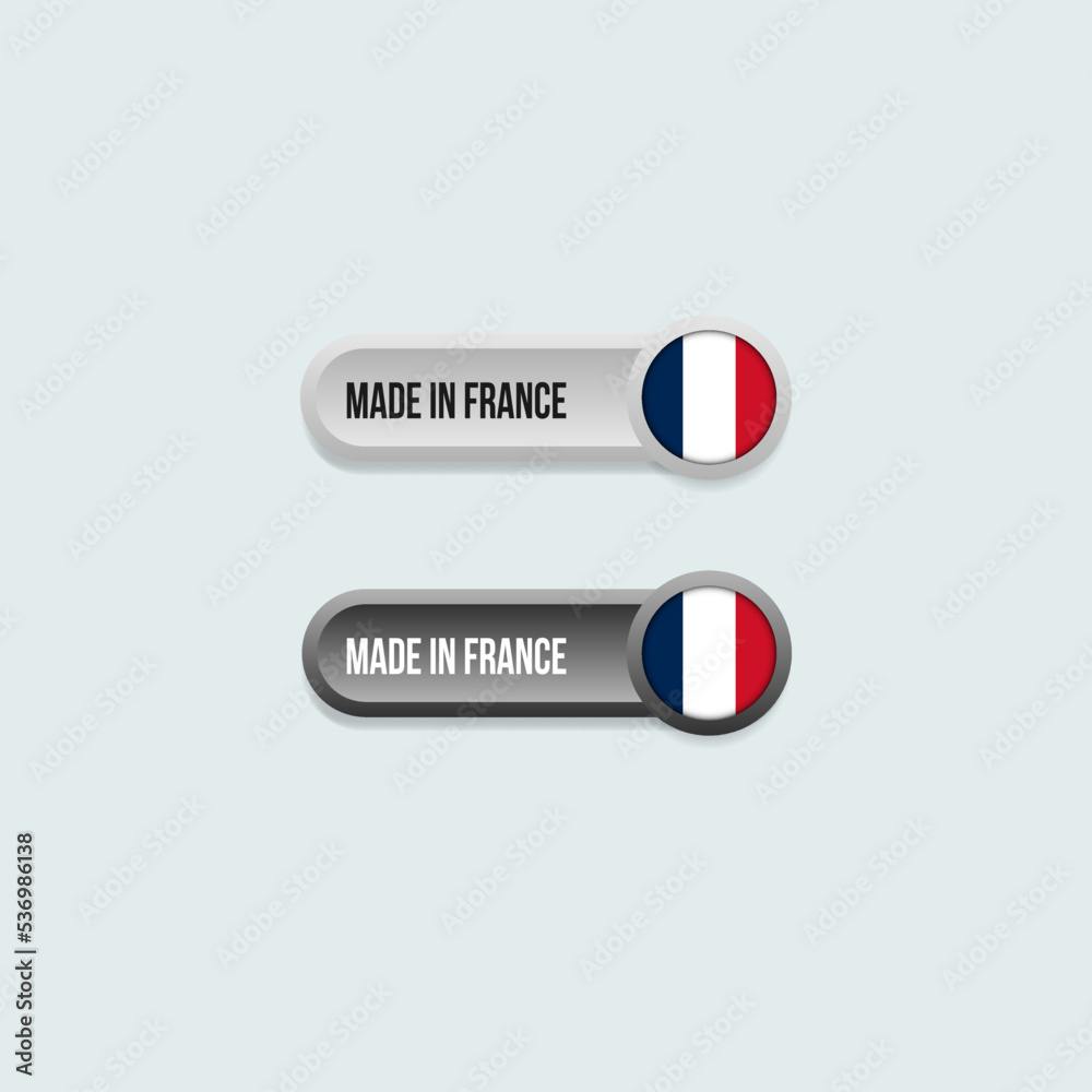 Made in France, sticker labels for products, packaging and promotions, with country flag Made in France, sticker labels for products, packaging and promotions, with country flag