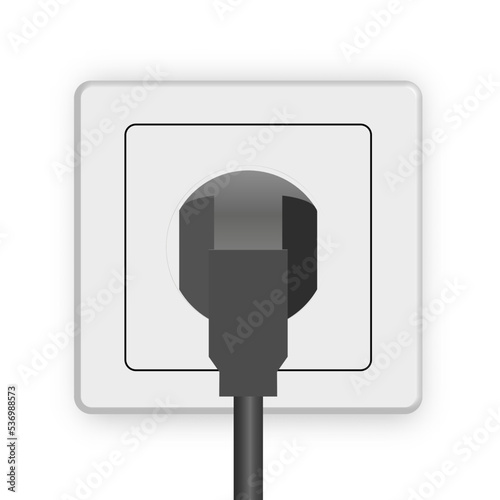Electric socket with plug and wire, vector illustration.