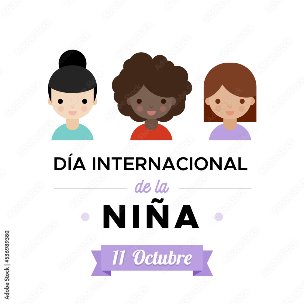 International Day of the Girl Child in Spanish. Dia internacional de la niña. Vector illustration, flat design International Day of the Girl Child in Spanish. Dia internacional de la niña. Vector illustration, flat design