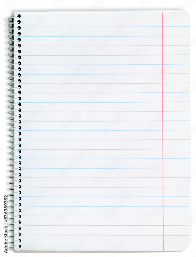 Open blank notebook on a white background Open blank notebook on a white background