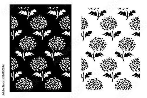 Seamless stencil template with aster silhouette. Floral pattern stencil for decorating surfaces.