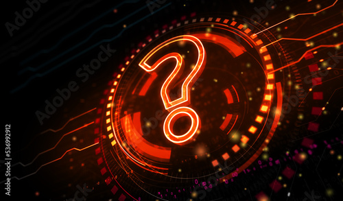 Question mark search and quest symbol digital concept 3d illustration