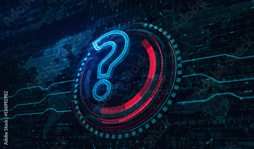 Question mark search and quest symbol digital concept 3d illustration