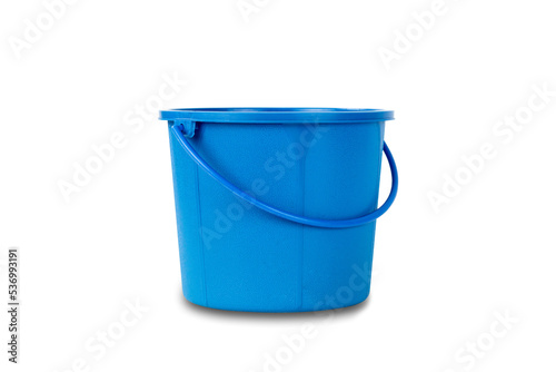 Single blue bucket isolated on a white background with clipping path. photo