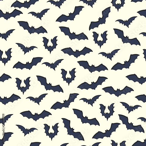 Seamless Halloween Pattern with Bats