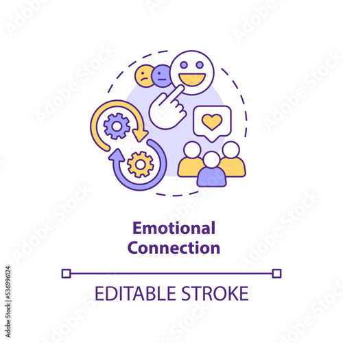Emotional connection concept icon. Customer care. Way to develop brand longevity abstract idea thin line illustration. Isolated outline drawing. Editable stroke. Arial, Myriad Pro-Bold fonts used