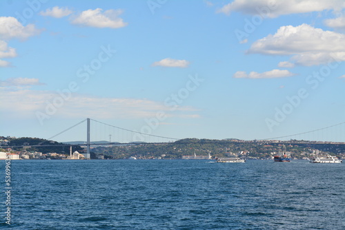 Istanbul water view, mansion, boats, sky and clouds © Ali Kasap