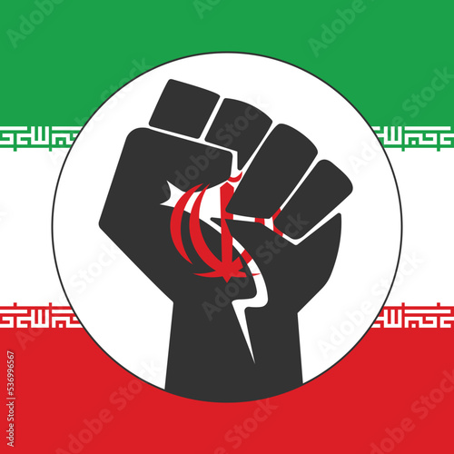 Fist with Iran flag icon. Raised fist symbol modern, simple, vector, icon for website design, mobile app, ui. Vector Illustration