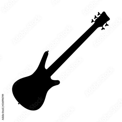 Electric bass guitar icon. Black silhouette of guitar. Music instrument icon isolated. Vector illustration.