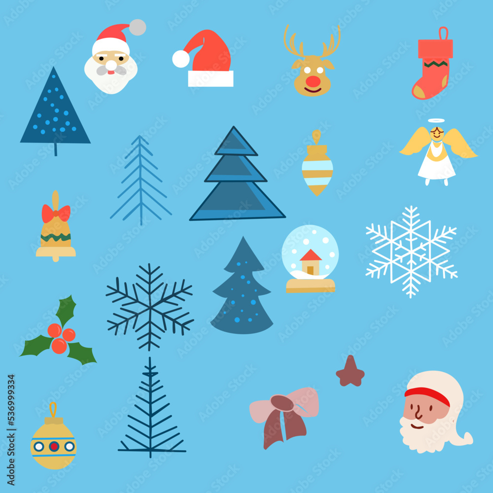 Merry Christmas Greeting Card  Elements Vector Art
