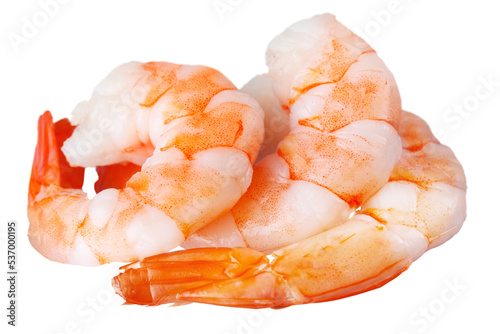 Close-up Tasty Prepared Shrimp on white background photo