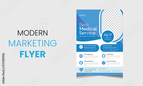 a4 size medical flyer design template, modern colorful vector liflet photo