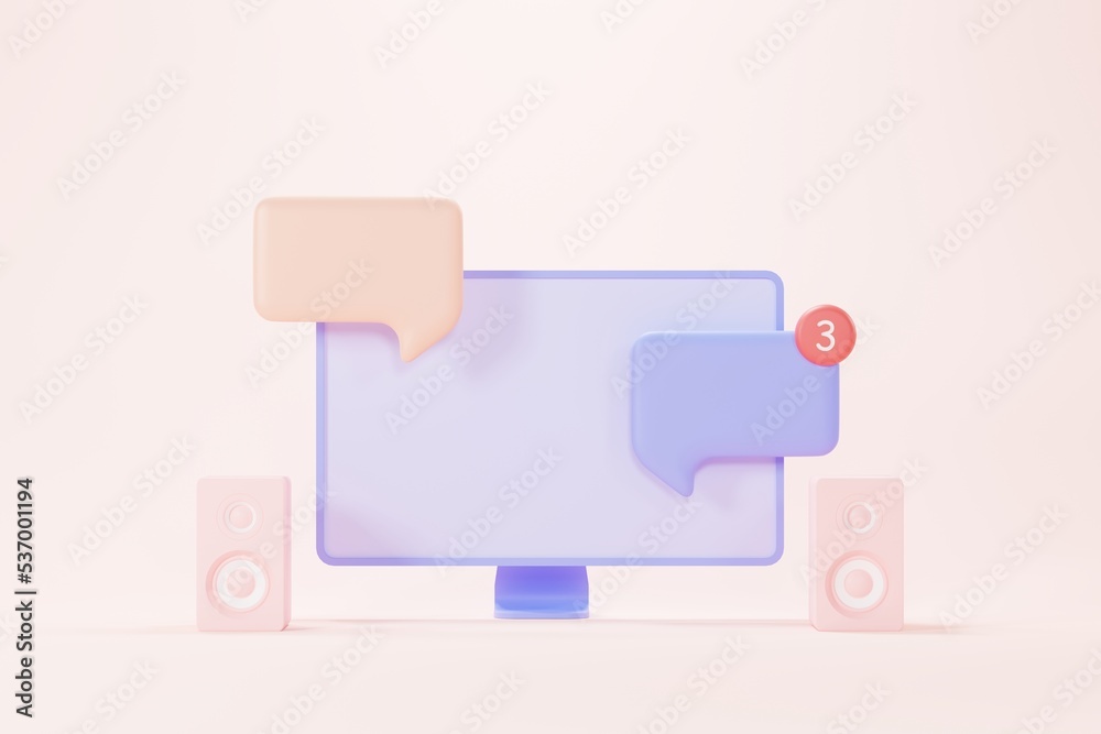 3d render of bubble chat or talk bar with notification. Social media platform with comment. Conversation Speech on application. 3d render of bubble chat or talk bar with notification. Social media platform with comment. Conversation Speech on application.