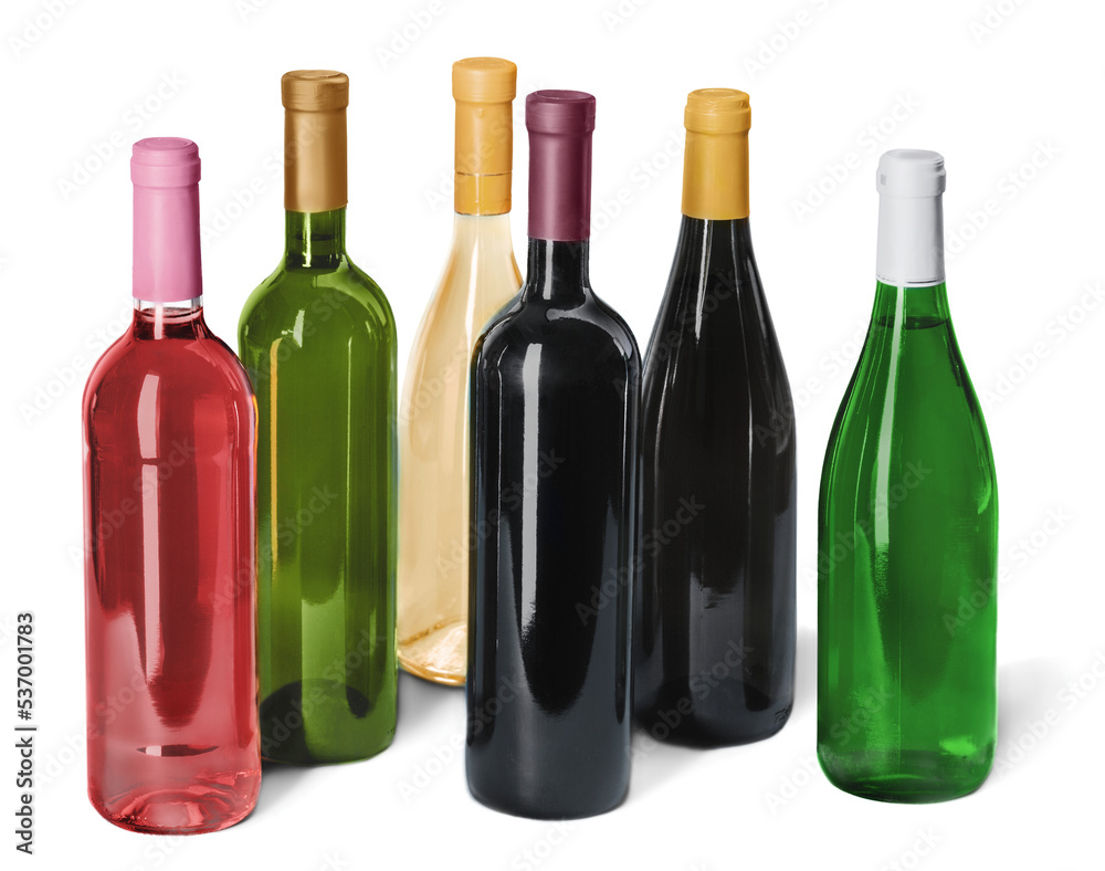 Various bottles of wine isolated on white background Various bottles of wine isolated on white background