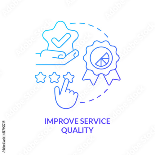 Improve service quality blue gradient concept icon. Ambient scenting marketing bonus abstract idea thin line illustration. Feedback from customer. Isolated outline drawing. Myriad Pro-Bold font used