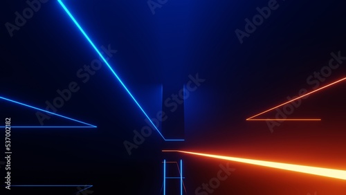3d render motion line of speed and power or light trails. High-speed light with curve movement beam. 5G Technology fast and futuristic background. Abstract motion blur.