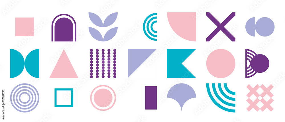 Modern geometric forms. Minimal basic abstract shapes swiss bauhaus style, primitive contemporary dynamic blocks. Brutalism basic forms, lines, eye, circles and patterns, art vector set Modern geometric forms. Minimal basic abstract shapes swiss bauhaus style, primitive contemporary dynamic blocks. Brutalism basic forms, lines, eye, circles and patterns, art vector set