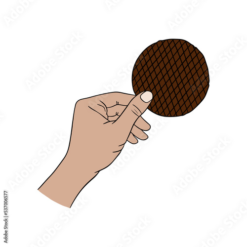 Stroopwafel illustration. Sweet food. Dutch desert.