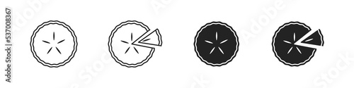 Pie icon on white background. Thanksgiving day concept. Cherry, apple, blueberry, pumpkin. Homemade cake symbol.