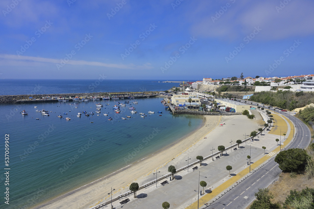 View over the harbor and the beach, Sines, Alentejo, Portugal