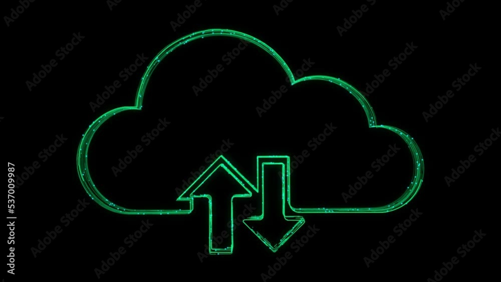 Cloud computing Animated Icon appearing with Lines on black background. Cyber Security, Digital Protection, Global Network Connection, Big Data Analysis Future Abstract. Digital Cyberspace animation