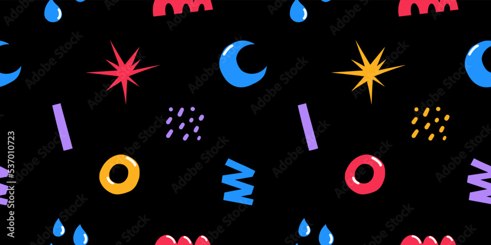 Vector seamless background pattern doodle illustration abstract shape, retro bright hand drawn, Abstract comic background , flat cartoon in children's style Vector seamless background pattern doodle illustration abstract shape, retro bright hand drawn, Abstract comic background , flat cartoon in children's style