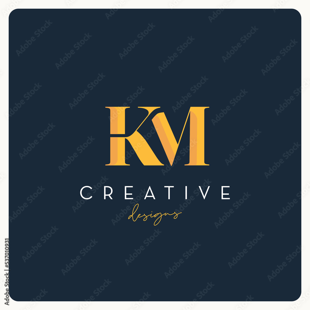 Monogram KM logo design, creative letter logo for business and company.