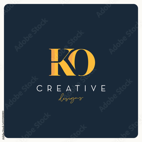 Monogram KO logo design, creative letter logo for business and company. photo