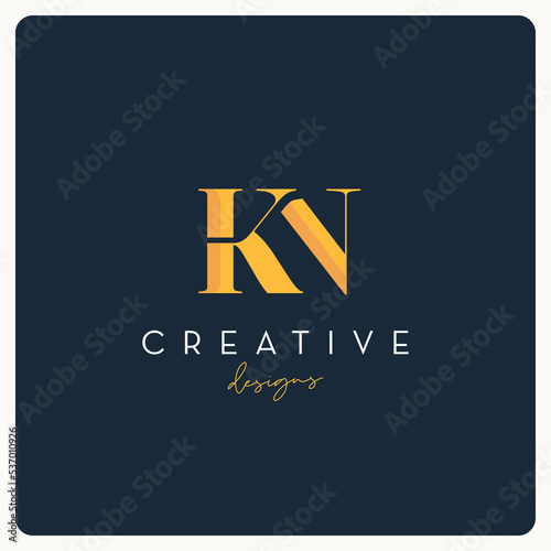 Monogram KN logo design, creative letter logo for business and company.