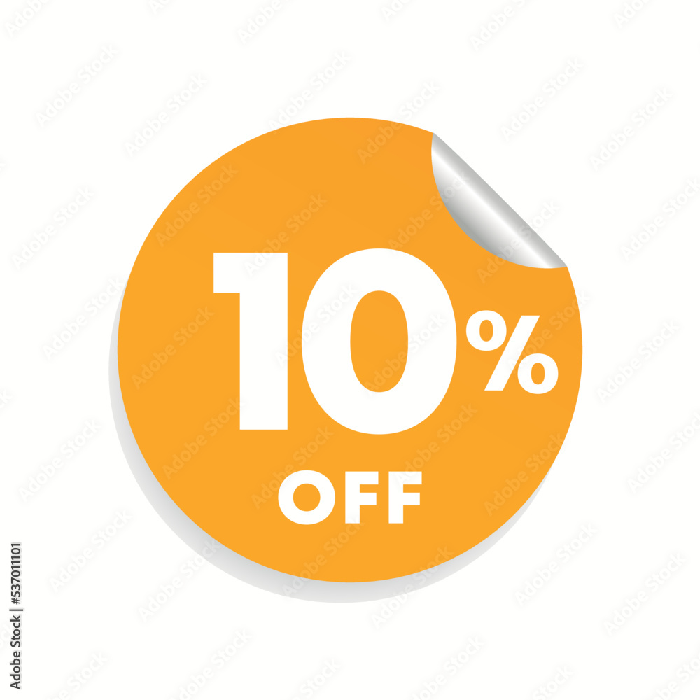 10% off. Sticker for offer, promotion, sales. Vector illustration for pricing in retail advertising campaigns. 10% off. Sticker for offer, promotion, sales. Vector illustration for pricing in retail advertising campaigns.
