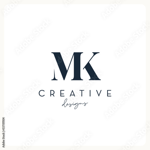 Monogram MK logo design, creative letter logo for business and company.