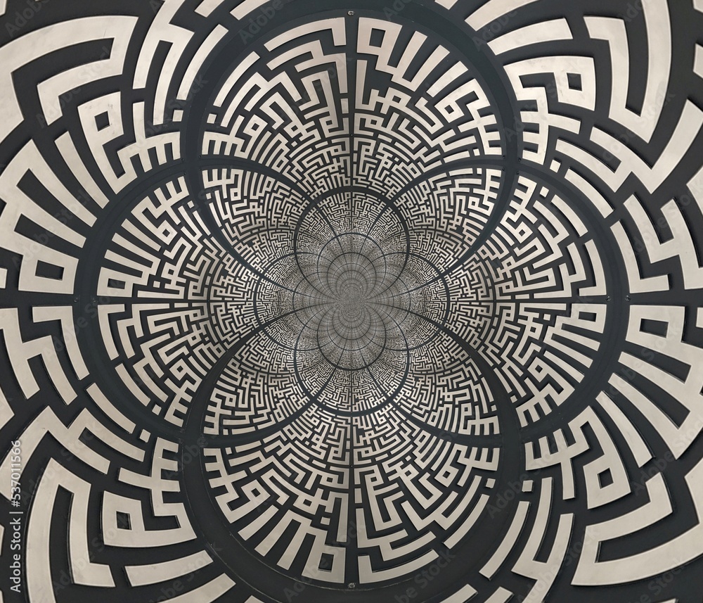 blak and white abstract pattern, twisted curvef