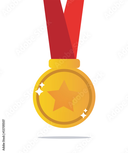 gold medal with ribbon congratulation icon 