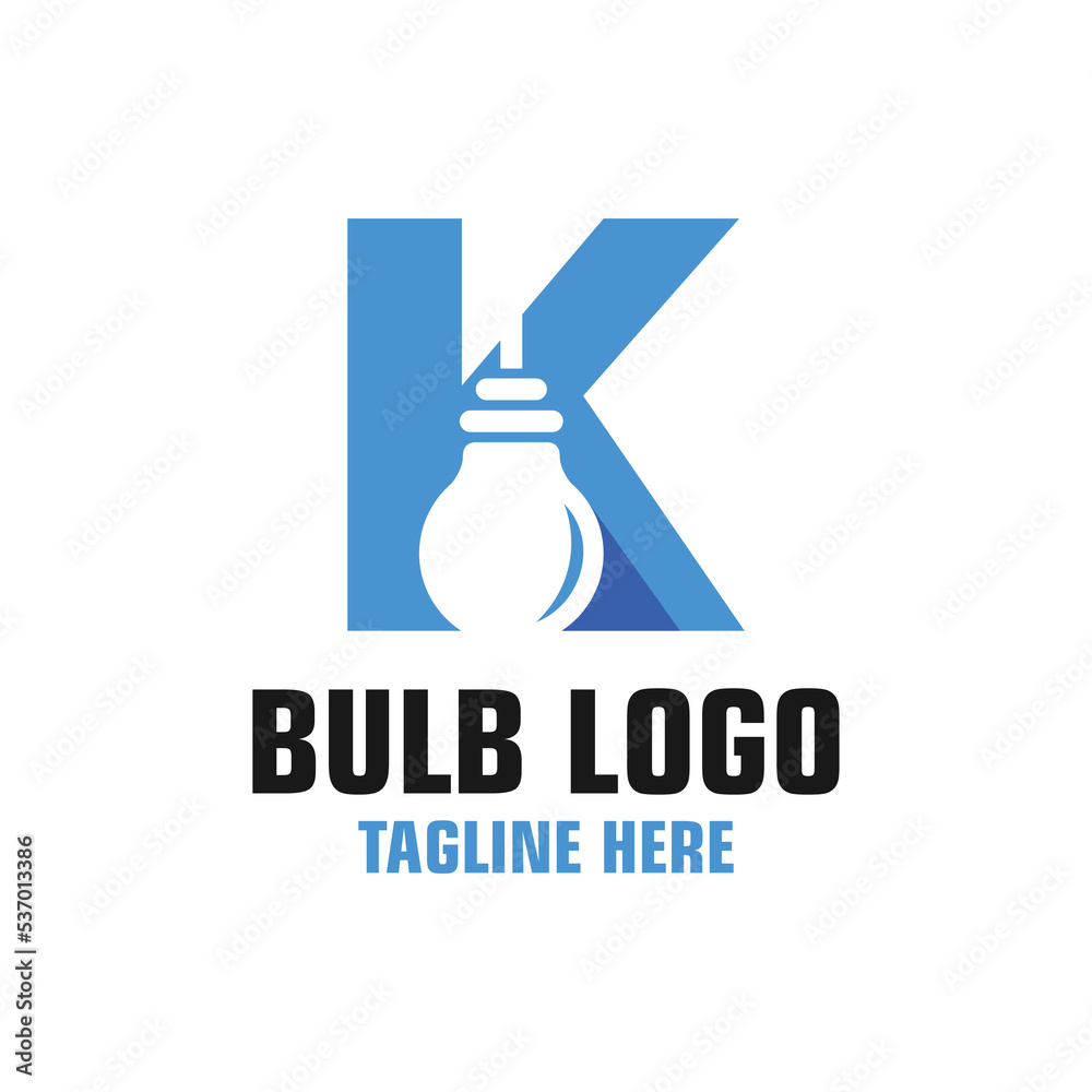 Letter K Bulb Logo Design Template Inspiration, Vector Illustration.