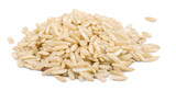 Heap of uncooked rice isolated on a white background