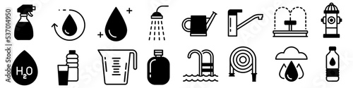 Water vector icon set. watering illustration sign collection. drinking symbol or logo.