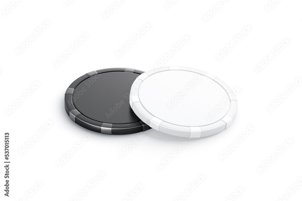 Blank black and white plastic round chip mockup pair, isolated Blank black and white plastic round chip mockup pair, isolated