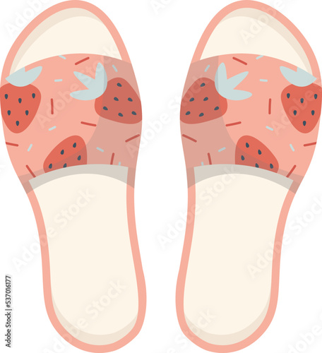 Home slippers with hole for toes flat icon Strawberry design