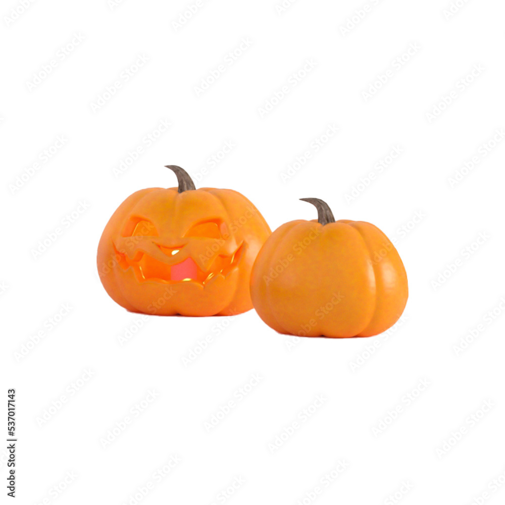 Halloween pumpkin lantern and a pumpkin isolated on transparent background Halloween pumpkin lantern and a pumpkin isolated on transparent background