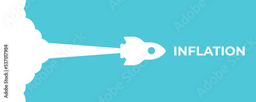white jet flying to inflation, economic collapse, recession, or financial crisis. Dollar coin, down arrow, diagram.