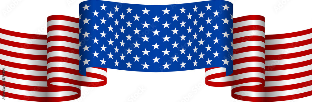 America flag waving on transparent background, design element for independence day, national day, promotion, advertisement, event.