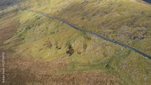 4K aerial over the Dingle Peninsula, County Kerry, Ireland at the beautiful Conor Pass, 2022 photo