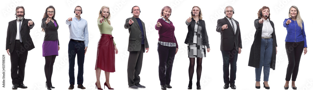 group of business people with microphone isolated group of business people with microphone isolated