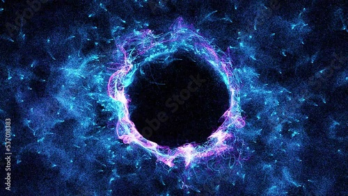 Cosmic energy strings. Energy flows in the form of thin bright elements. Lines form structural fibers photo