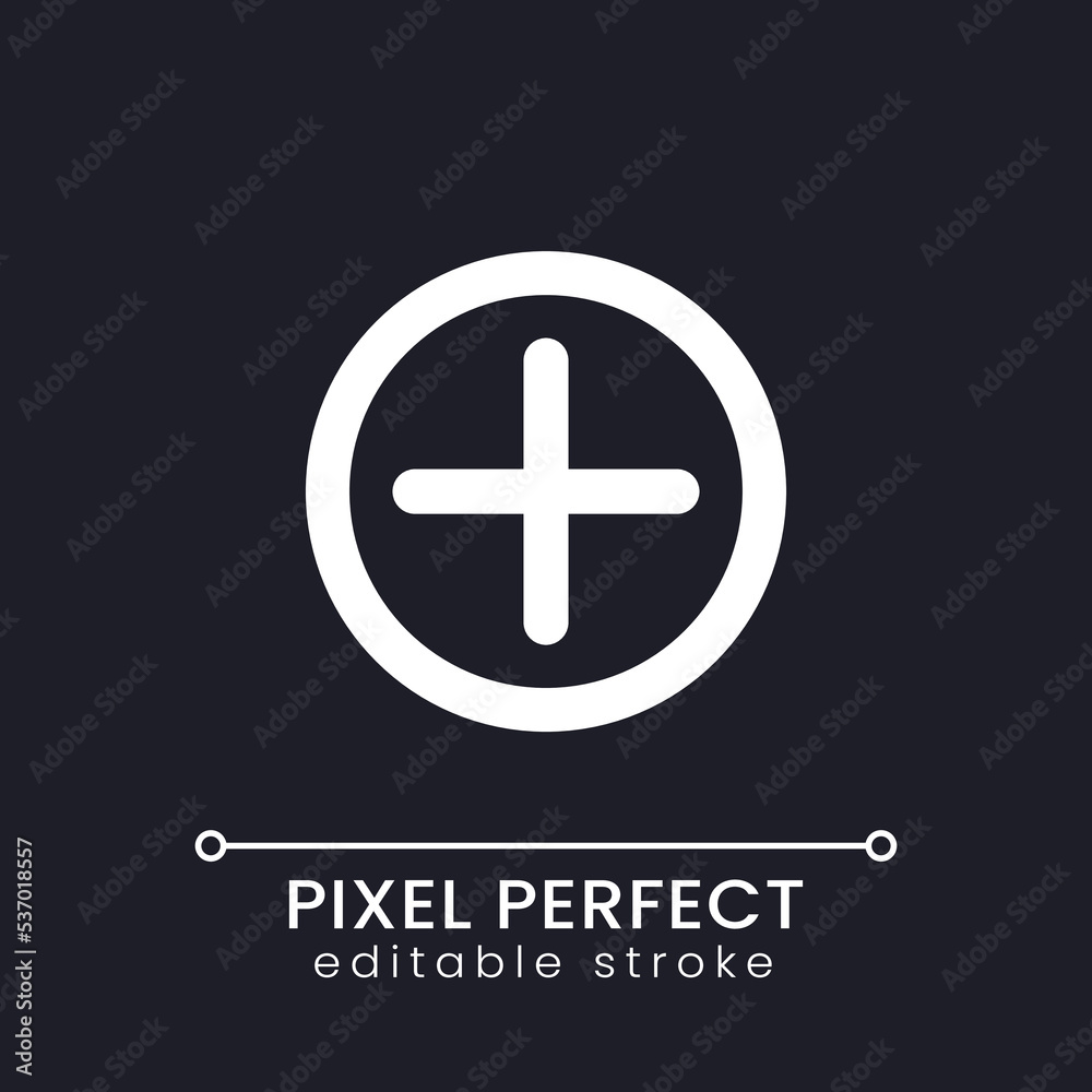 Add button pixel perfect white linear ui icon for dark theme. Website ...